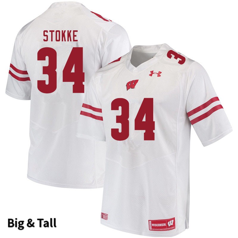Wisconsin Badgers Men's #34 Mason Stokke NCAA Under Armour Authentic White Big & Tall College Stitched Football Jersey IW40F54LR